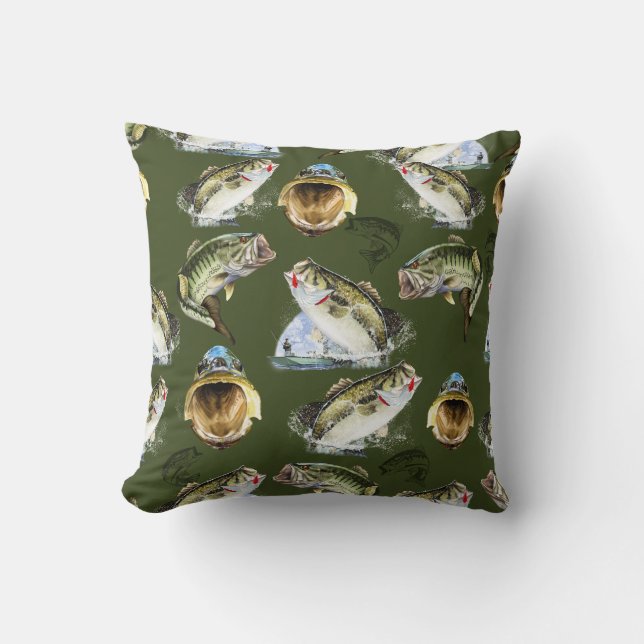 Largemouth Bass Fishing Wrapping Paper Kissen (Vorderseite)