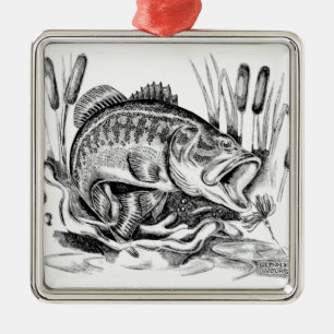 Largemouth-Bass Ornament Aus Metall