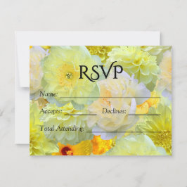 Larger Yellow Floral Watercolor Wedding RSV RSVP Karte