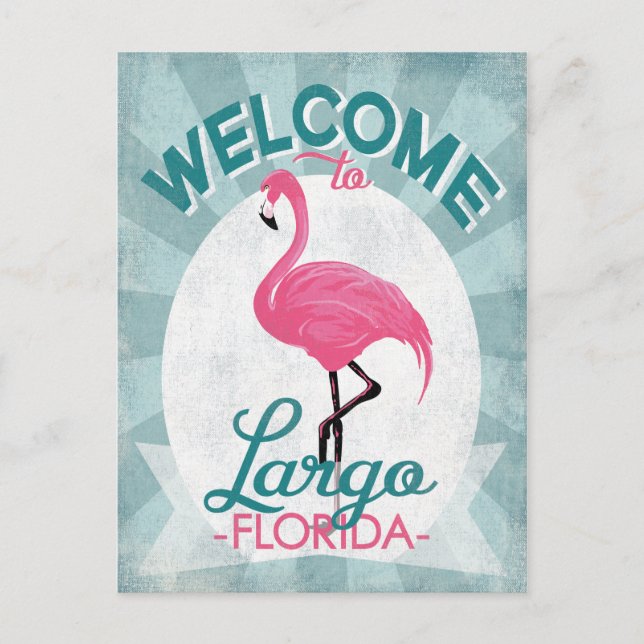 Largo Florida Pink Flamingo Retro Postkarte (Vorderseite)