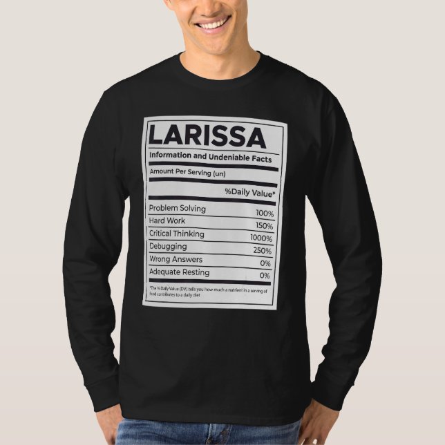 Larissa Ernährungsinformation Problem lösen T-Shirt (Vorderseite)