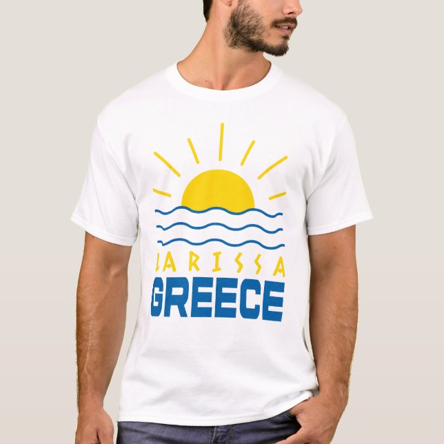 Larissa Greece Sunshine and Sea Men's White T-Shirt (Vorderseite)