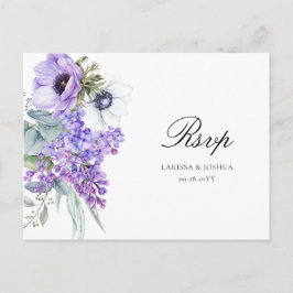 Larissa Lila Floral Meal Choice Wedding RSVP Postkarte