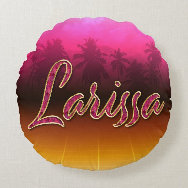 Larissa Vorname Name golden pink Kissen (Vorderseite)