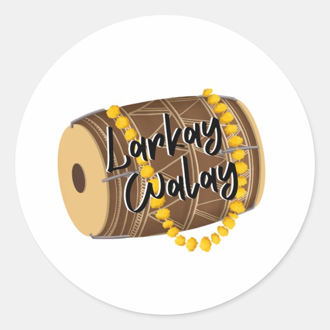 Larkay Walay | Desi Wedding Celebration Playful Runder Aufkleber (Vorderseite)