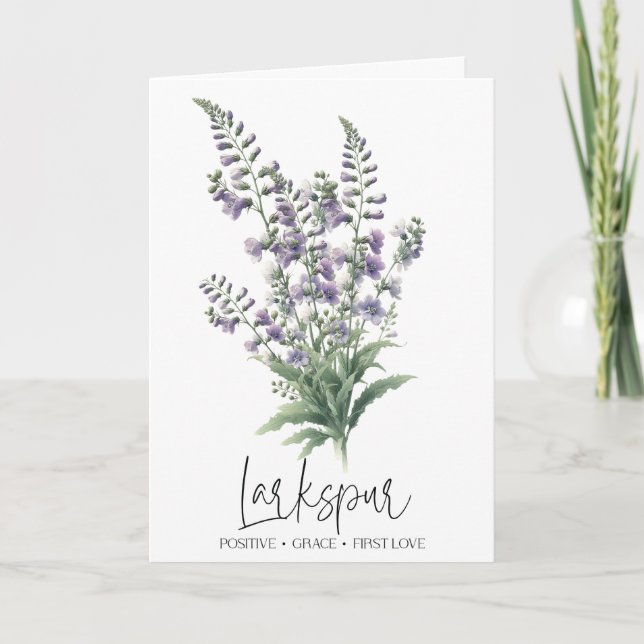 Larkespur July Birth Blume Birthday Card Karte (Vorderseite)