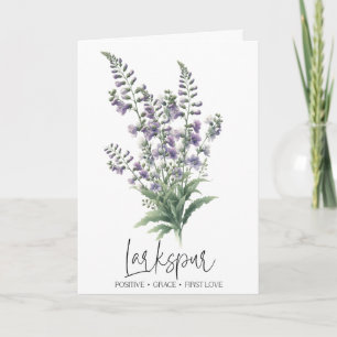 Larkespur July Birth Blume Birthday Card Karte