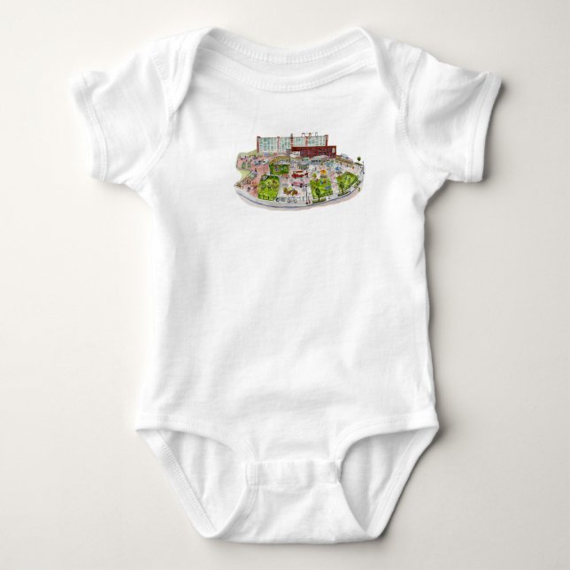 Larkin quadratisches Baby-T-Shirt Baby Strampler (Vorderseite)