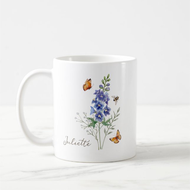 Larkspur Birth Month Flower Kaffeetasse (Links)