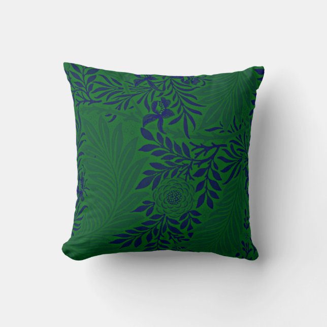 Larkspur in Vibranly Green und Blue Kissen (Vorderseite)