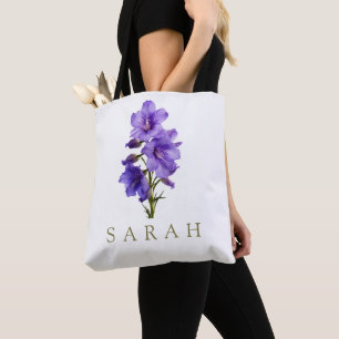 Larkspur Juli Custom Birth Blume Geschenk Tasche
