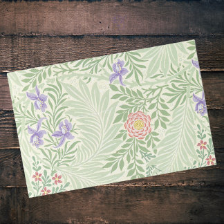 Larkspur William Morrs Green Red Lila Floral Seidenpapier