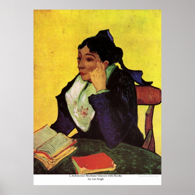 L'Arlesienne Madame Ginoux mit Büchern von van Gog Poster (Vorne)