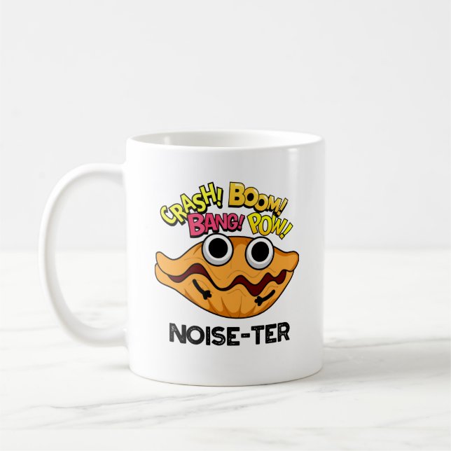 Lärm der Funny Noisy Oyster Pun Kaffeetasse (Links)