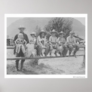 Larry Larom mit sechs Kindern. Poster