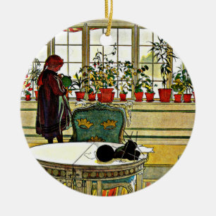 Larsson - Blumen auf dem Fensterbrett Keramik Ornament