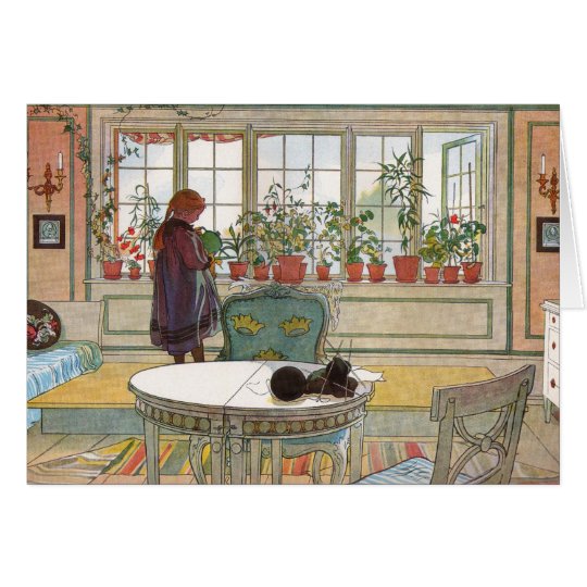 Larsson: Blumen auf dem Windowsill Karte