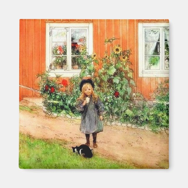 Larsson - Brita mit Katze und Sandwich Magnet (Vorne)