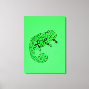 L'art de la toile d'enfant du caméléon à encre ver