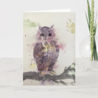 L'art original du hibou sur une carte vierge