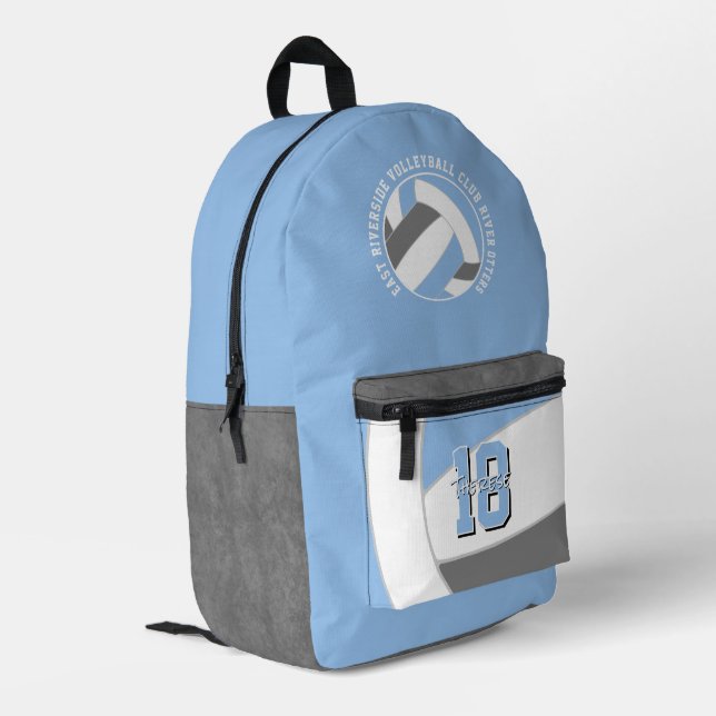 las blauen grauen Volleyballmannschaftsfarben Team Bedruckter Rucksack (Rückseitige Ecke links)