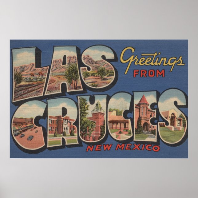 Las Cruces, New Mexico - Großbuchstaben Poster (Vorne)