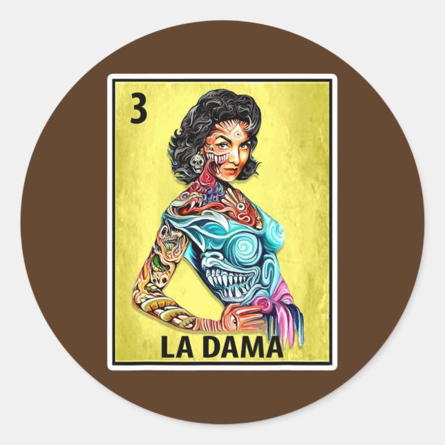 Las Damas Lottery Stylish Lady Runder Aufkleber (Vorderseite)