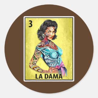 Las Damas Lottery Stylish Lady Runder Aufkleber
