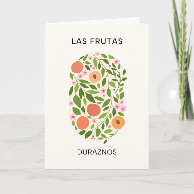 Las Frutas: Duraznos - Pfirsichmarkt Karte (Vorderseite)