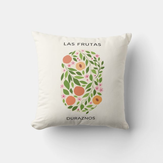 Las Frutas: Duraznos - Pfirsichmarkt Kissen (Vorderseite)