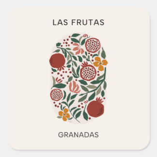 Las Frutas: Granadas - Granatapfelmarkt Quadratischer Aufkleber