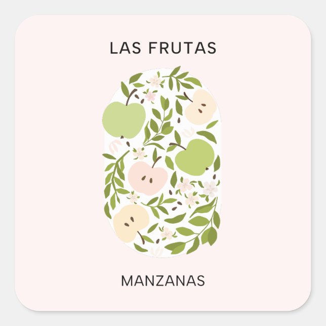 Las Frutas: Manzanas - Apfelmarkt Quadratischer Aufkleber (Vorderseite)