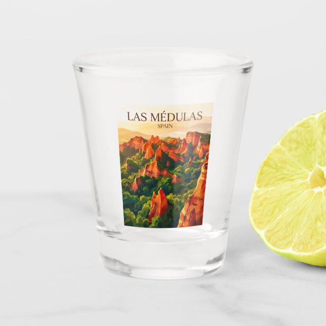 Las Médulas Spanien Schnapsglas (Vorderseite)