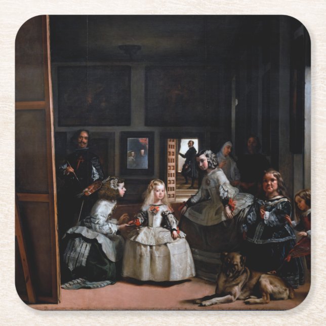 Las Meninas, Die Trauzeuginnen, Diego Velazquez Rechteckiger Pappuntersetzer (Vorderseite)