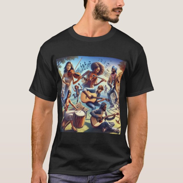 Las notas musicales, Camiseta musical, para musico T-Shirt (Vorderseite)