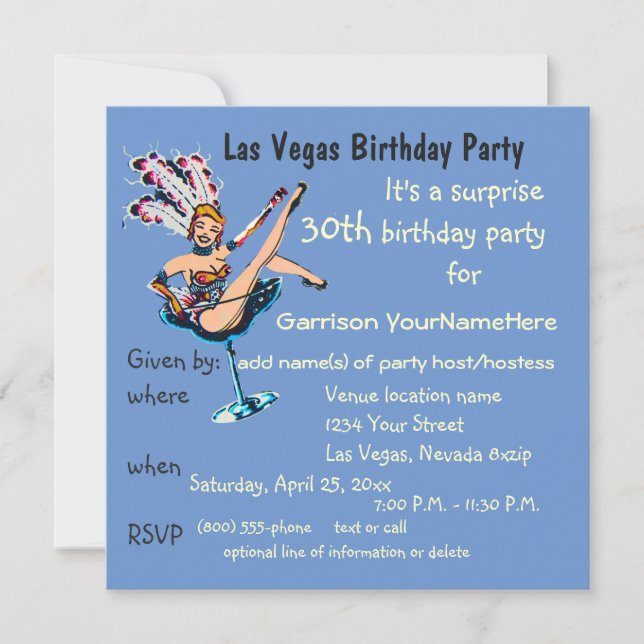 Las Vegas 30. Geburtstag Party Einladung (Vorderseite)