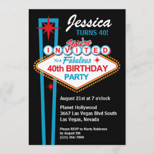 Las Vegas 40. Geburtstag Party Einladung