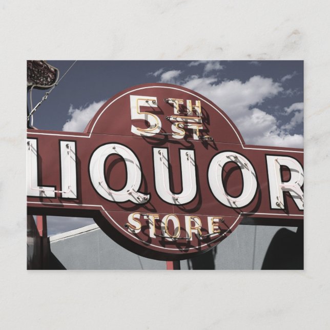 Las Vegas 5th St Liquor Retro Neon Unterkunft Post Postkarte (Vorderseite)
