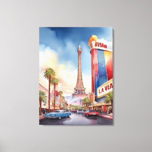 Las Vegas Aquarellkunst Leinwanddruck