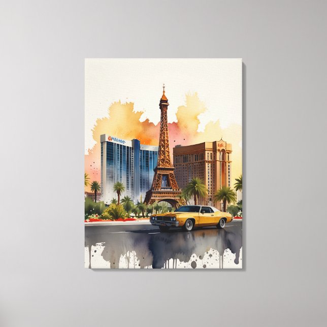 Las Vegas Aquarellkunst Leinwanddruck (Vorderseite)
