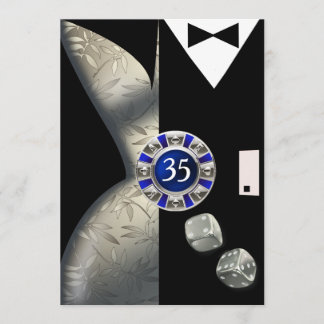 Las Vegas Art Deco 35. Geburtstag Silberschwarz Einladung