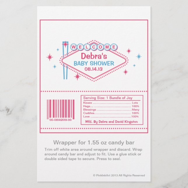Las Vegas Baby Shower Candy Wrapper Flyer (Vorne)