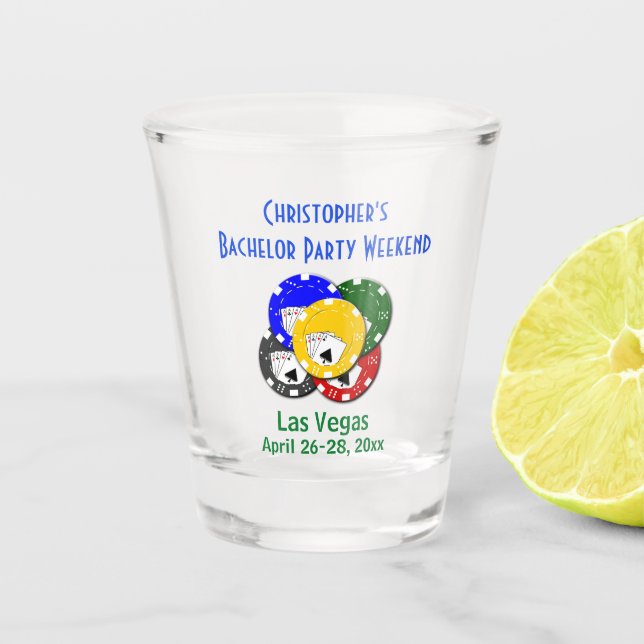 Las Vegas Bachelor Party Gefallen Casino Poker Schnapsglas (Vorderseite)