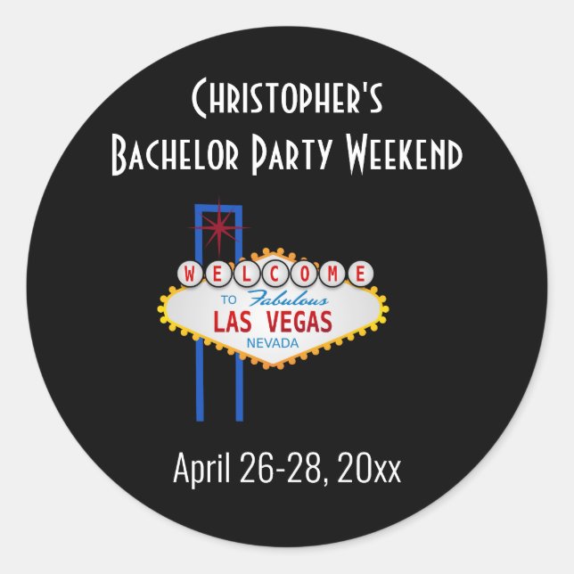 Las Vegas Bachelor Party Hochzeit Runder Aufkleber (Vorderseite)