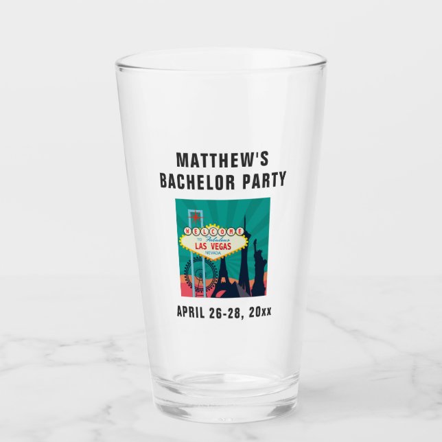 Las Vegas Bachelor Party Trip Gefallen Beer Pint Glas (Vorderseite)