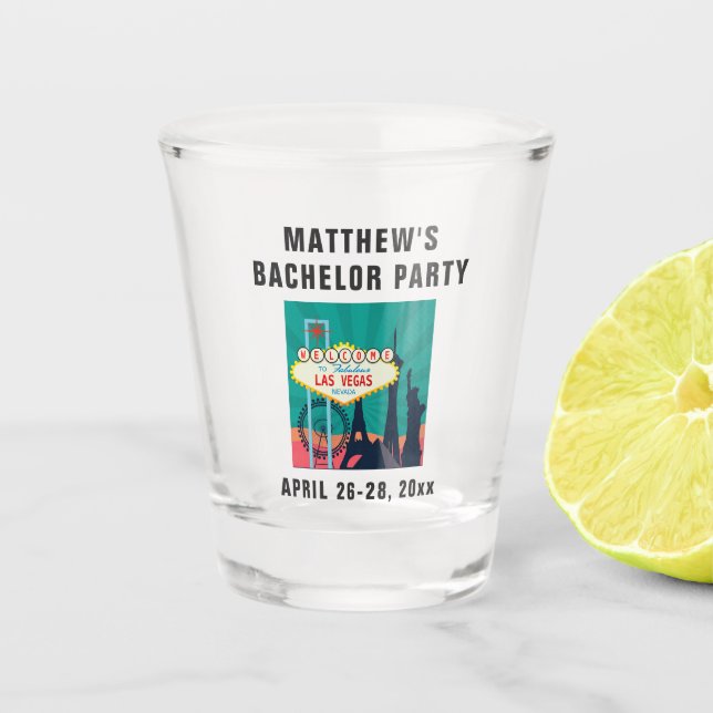 Las Vegas Bachelor Party Trip Gefallen Schnapsglas (Vorderseite)