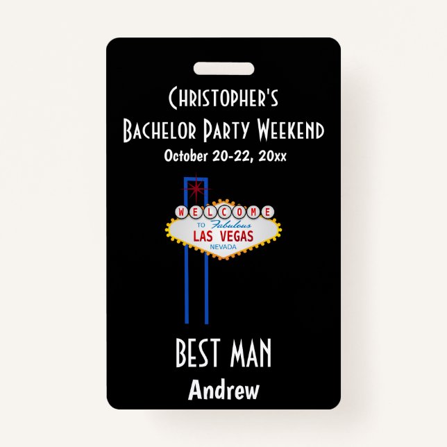 Las Vegas Bachelor Party Typ Wochenendausflug Ausweis (Vorderseite)