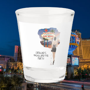 Las Vegas Bachelorette Black Hair Bride Schnapsglas