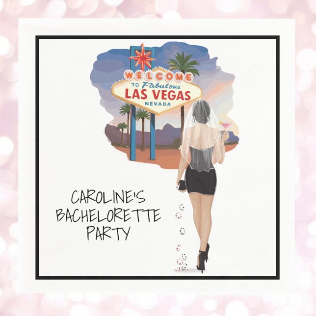 Las Vegas Bachelorette Black Hair Bride Serviette (Von Creator hochgeladen)