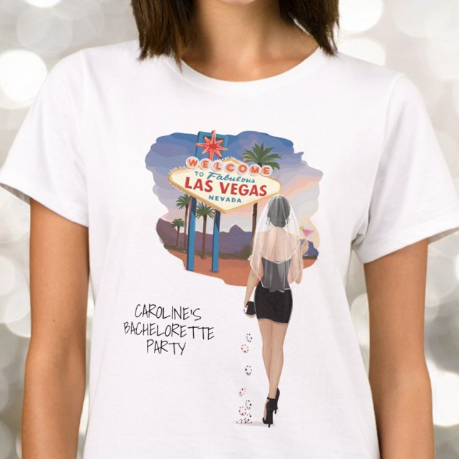 Las Vegas Bachelorette Black Hair Bride T-Shirt (Von Creator hochgeladen)